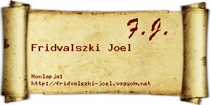 Fridvalszki Joel névjegykártya