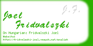 joel fridvalszki business card